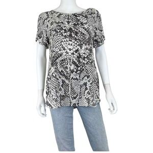 LAVENDER BROWN Snake Print Popover Top Size M H0438
